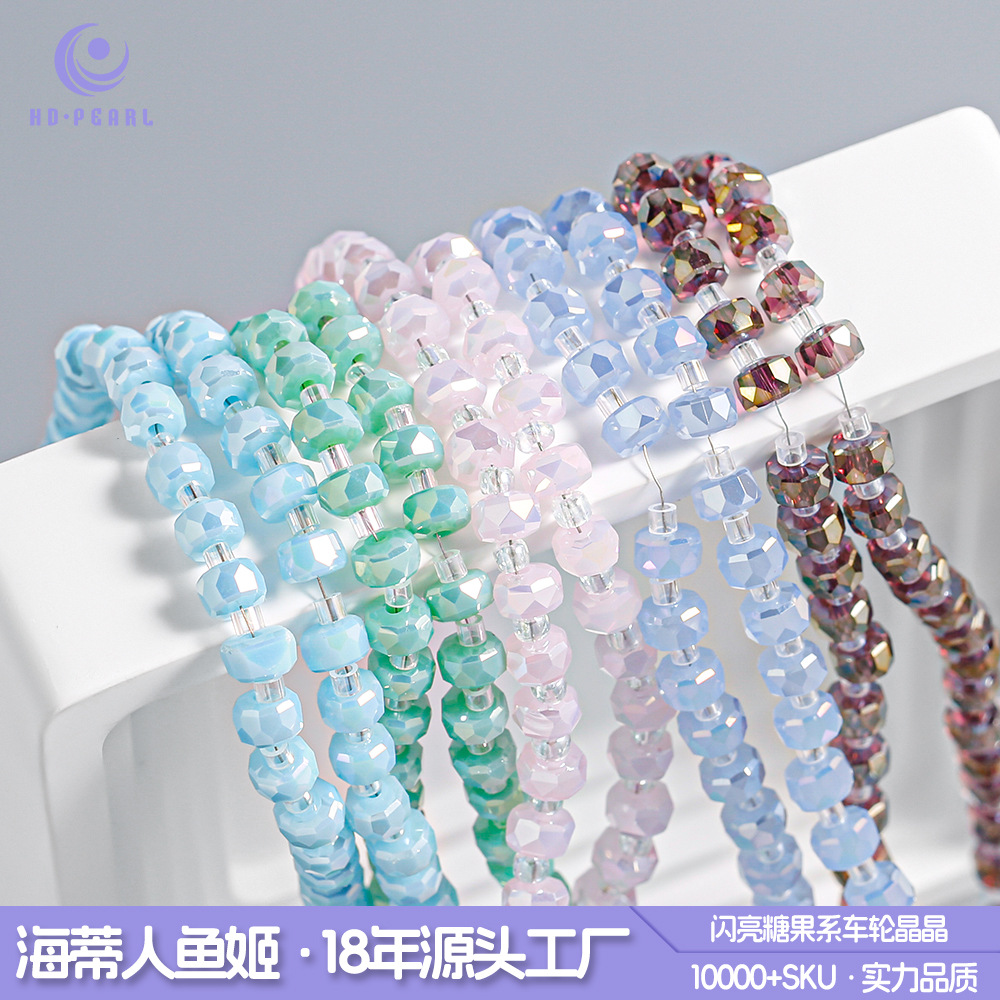 Cuentas Sueltas de Cristal Transparente de 6mm, Estilo Caramelo, Cristal en Rueda, para DIY, Pulseras, Accesorios de Joyería, Cuentas Sueltas al por Mayor