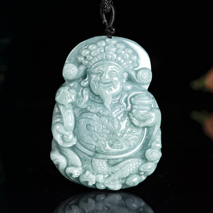 Natural A Jade Blue Water Yingfu God of Wealth Pendant Ice Jade Pendant for Men and Women Yu Pei Sihui Jade Wholesale
