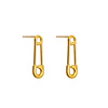 Pin, golden earrings, 750 sample gold
