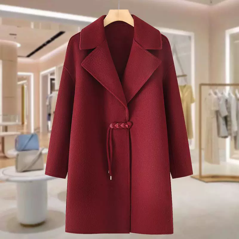 Весенняя шерстяная верхняя одежда для мам среднего возраста, новинка 2025 года, весенне-осенняя двусторонняя шерстяная верхняя одежда для женщин среднего и пожилого возраста