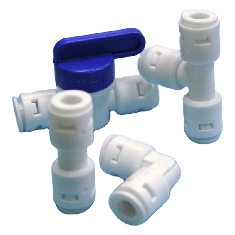 Purificador de agua al por mayor sin tarjeta Conector 3 puntos de conexión rápida válvula de bola tee codo recto 9,5 MM conector de enchufe rápido