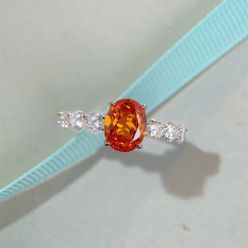 s925 sterling silver ring for women with 3 Karat big diamond and Fanta color, cross-border live broadcast style8
