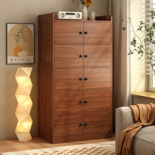 Chinese Display Cabinet Household Multi-Layer Storage Cabinet Cupboard Double Door Wardrobe Bedside Table 2025 New Storage Cabinet