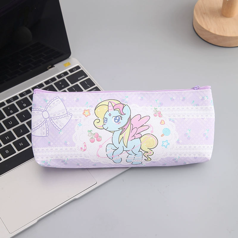 Pencil Case, Polyurethane Cartoon Pony, School Storage for Elementary Students, 3 Colors