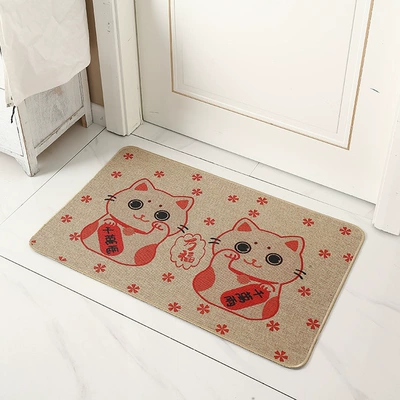 Avtomobil döşəmə paspasları — maintain, dirt-resistant, wear-resistant bathroom mat - pink-fortune-cat-4060cm-linen