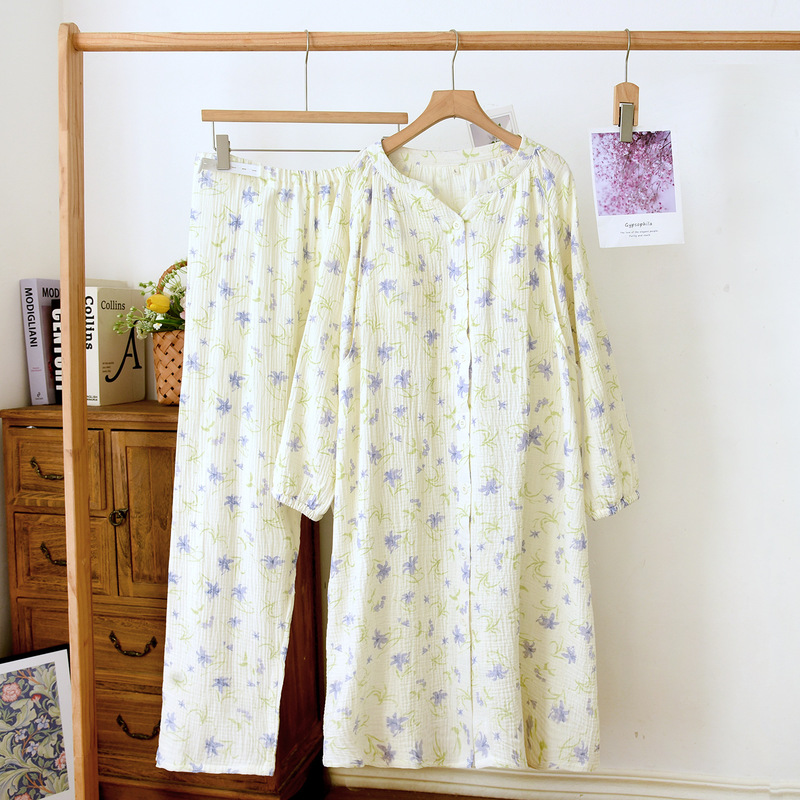 New Style Pure Cotton Large Size Gauze Pajamas for Women, Summer Thin Maternity Wear, Nursing Maternity Pajama Set New Style Pure Cotton Large Size Gauze Pajamas for Women, Summer Thin Maternity Wear, Nursing Maternity Pajama Set