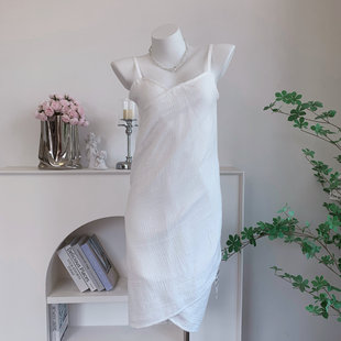 [100% Cotton] Cotton Summer New Wearable Sling Bath Towel Bath Skirt French Backless Double Yarn Premium Sense