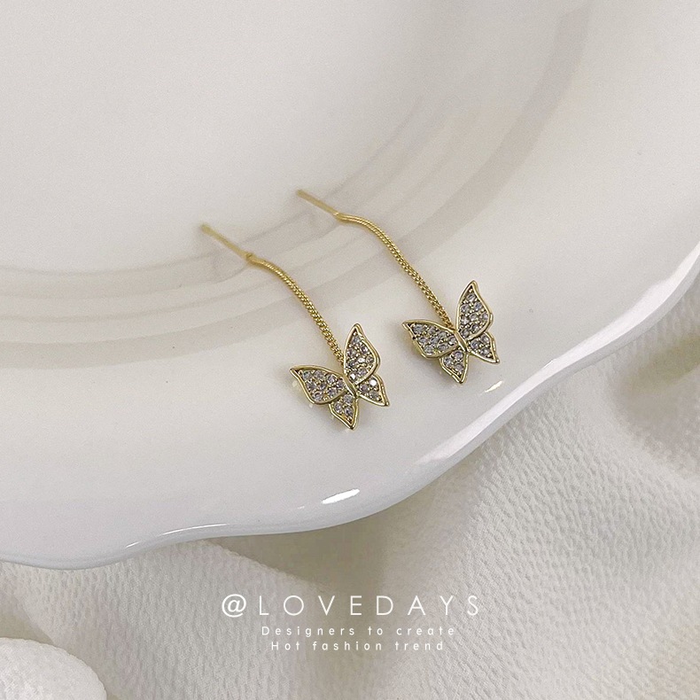 Butterfly Earline Woman 2023 Fashion Ear Studs fashion Light extravagance tassels Earrings Earrings 925 Silver needle tide