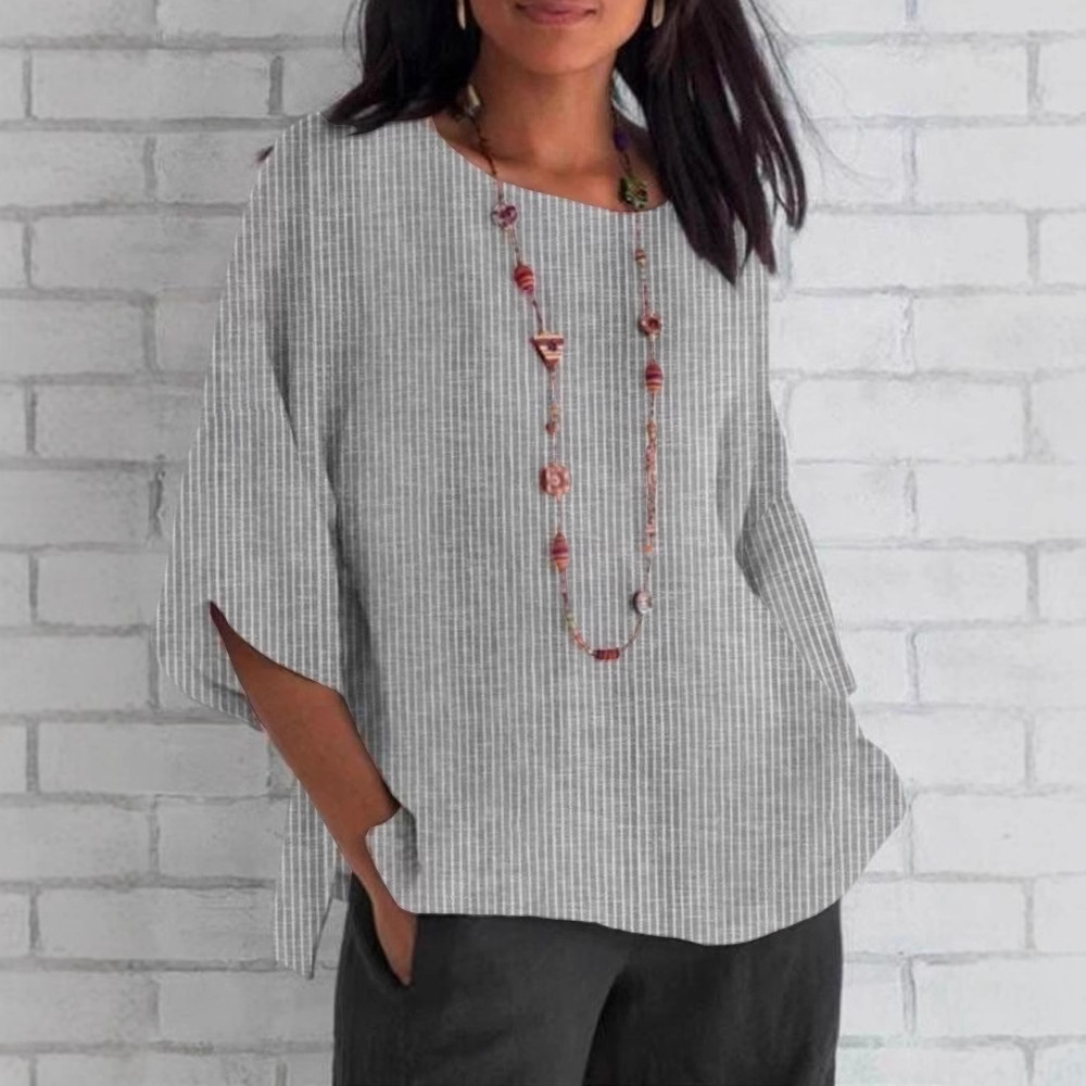 summer solid T-shirt with a round collar