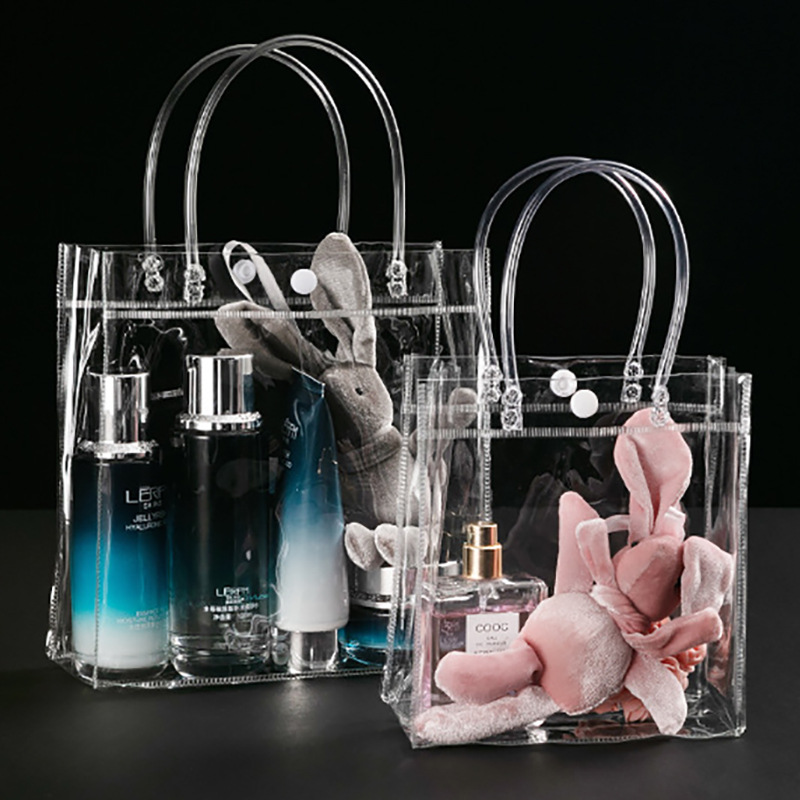 Spot PVC transparente bolso de mano con bolsa de regalo dulces de boda té con leche de boda compras pequeño embalaje de plástico al por mayor