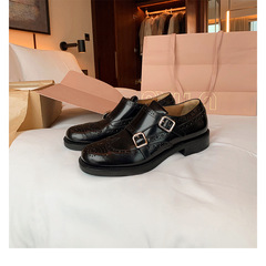 葡萄媽英倫風復古樂福鞋精緻雕花單鞋法式浪漫小皮鞋女秋冬鞋子