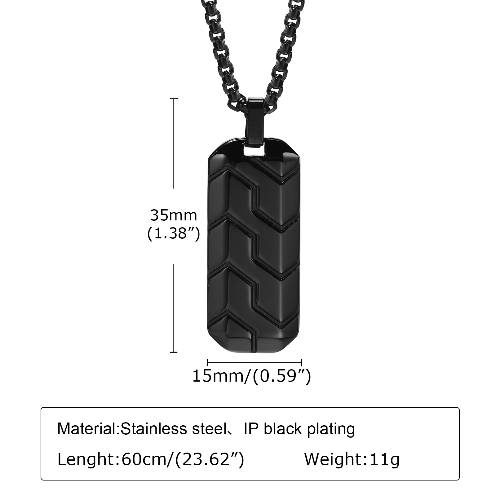 Geometric Tire Pattern Pendant Necklace