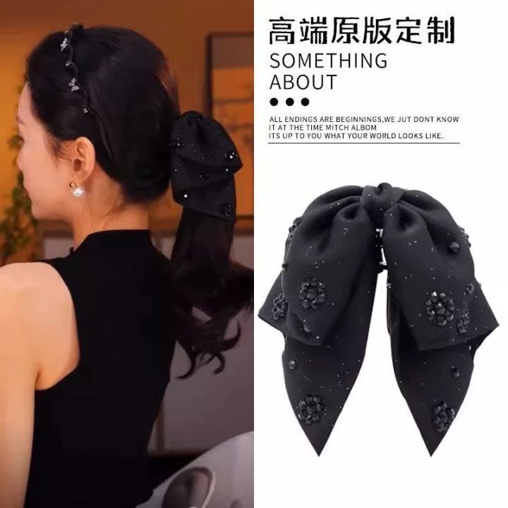 ルイの三角クリップ、気質と多用途、ヘップバーンスタイルのフレンチブラックパールヘアクリップ、後頭部にハイエンドで絶妙な|undefined