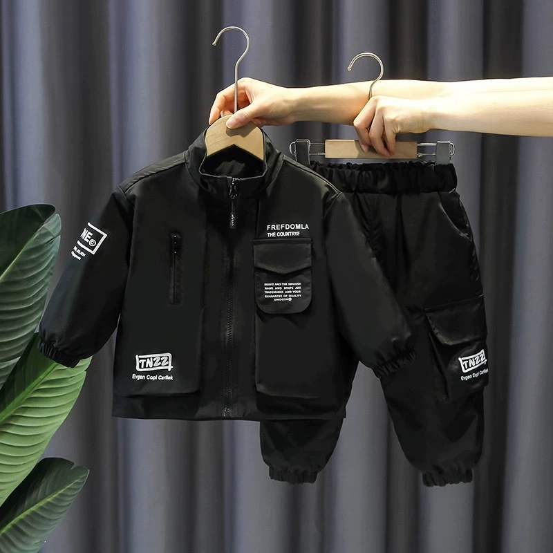 Детский костюм, весенняя модная уличная рабочая одежда, стильный костюм-двойка для мальчиков, новая детская одежда в корейском стиле