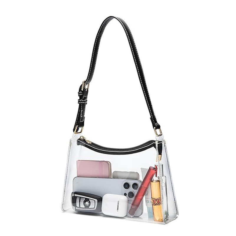 In-Stock 50 Silk European Standard Eco-Friendly Transparent Pvc Shoulder Crossbody Bag, Fashionable Versatile Underarm Bag, Phone Bag, Hot-Selling Model