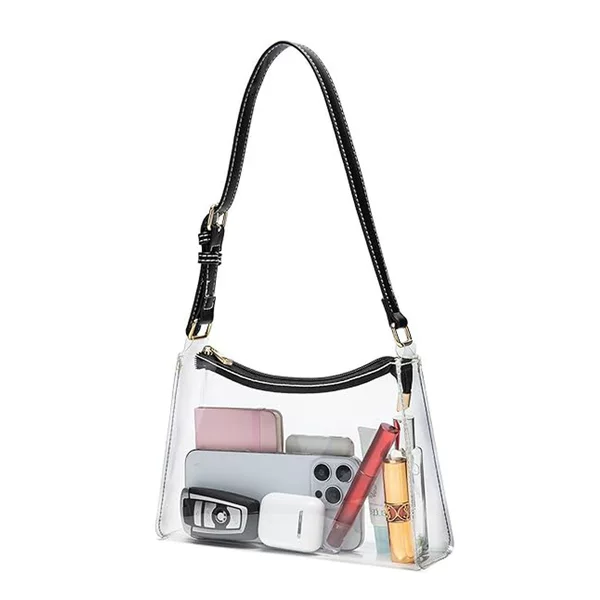 In-Stock 50 Silk European Standard Eco-Friendly Transparent Pvc Shoulder Crossbody Bag, Fashionable Versatile Underarm Bag, Phone Bag, Hot-Selling Model