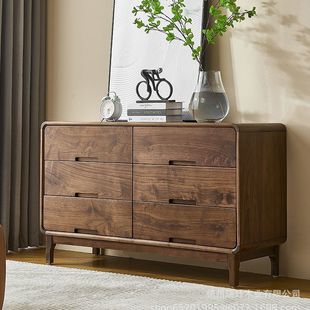 North American black walnut wood log nine-drawer six-drawer cabinet simple modern pure solid wood drawer cabinet bedroom side cabinet locker