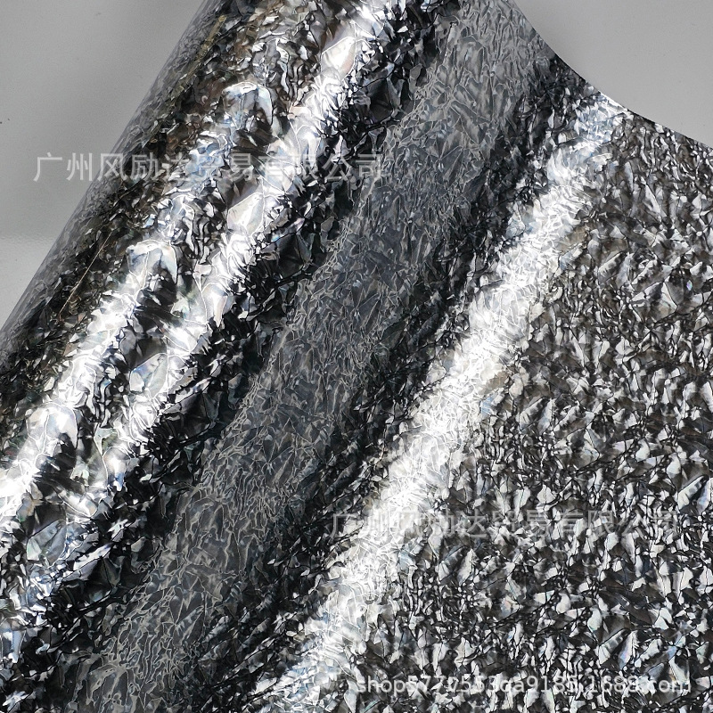 Cross-border bestseller PET electroplated forged mica stone silver carbon fiber interior trim bright silver full-body car wrap