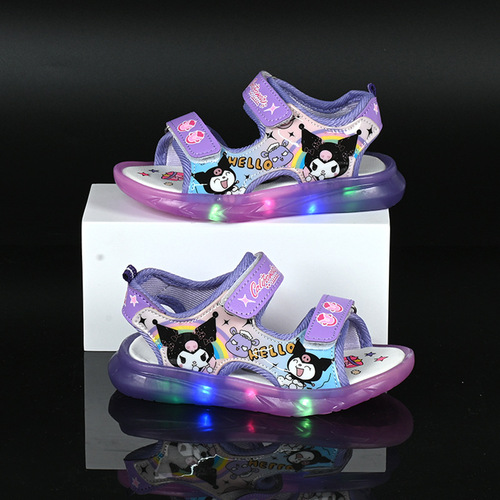 Children's Light-Up Soft-Cushion Princess Cute Beach Shoes Baby First Walking Shoes Girls' Glowing Sandals Japanese Style