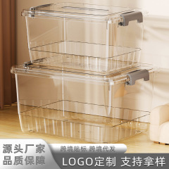 跨境PP透明收纳箱加厚家用大号衣服玩具整理箱大容量塑料储物箱