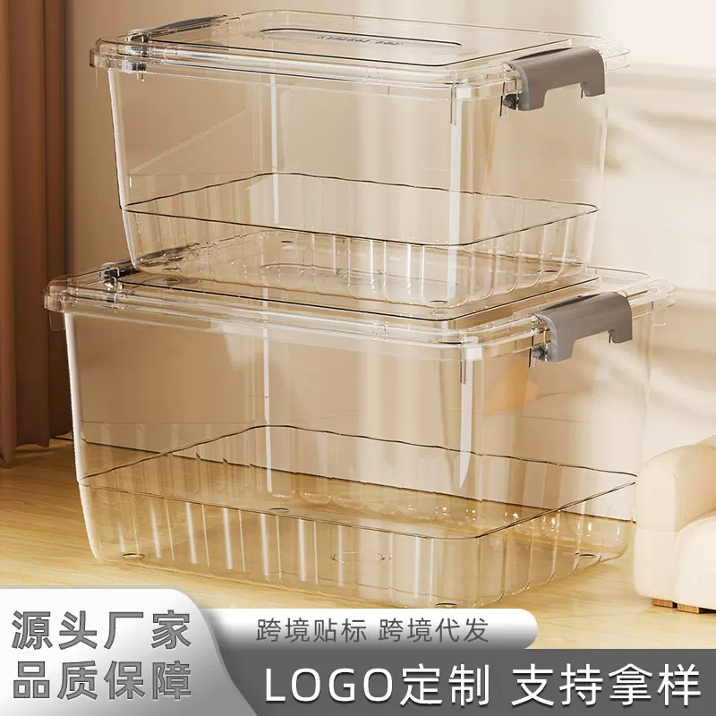 跨境PP透明收纳箱加厚家用大号衣服玩具整理箱大容量塑料储物箱