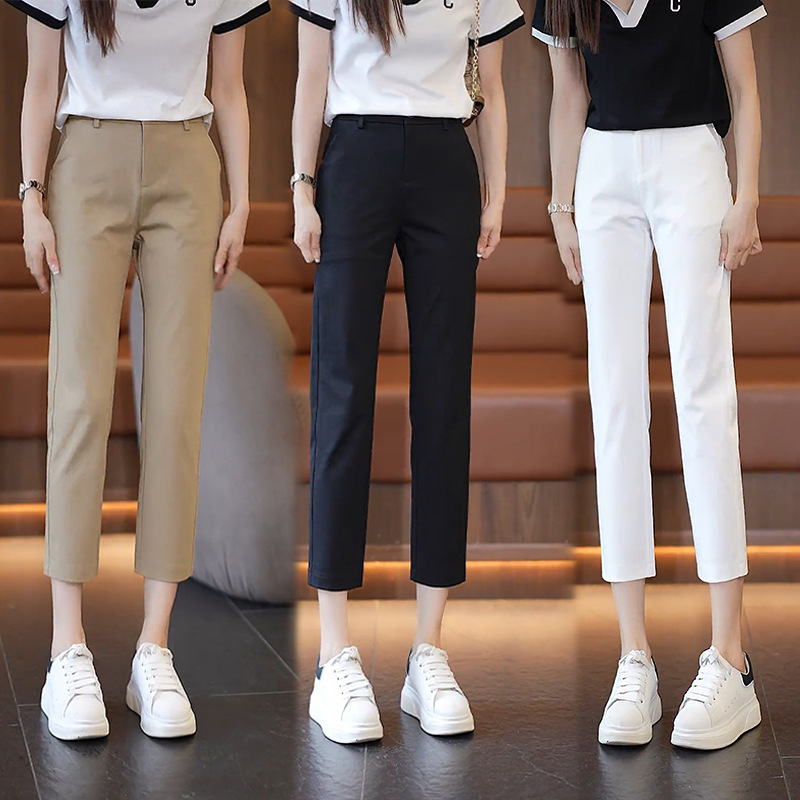 Cropped White Pants Women's Summer New High Waist Slim Fit Smoke Tube Pants All-match Women's Small Straight Casual Pants Slim Look