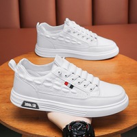 2024 New Spring Casual Leather Shoes Men's Board Shoes Versatile Little White Trendy Shoes