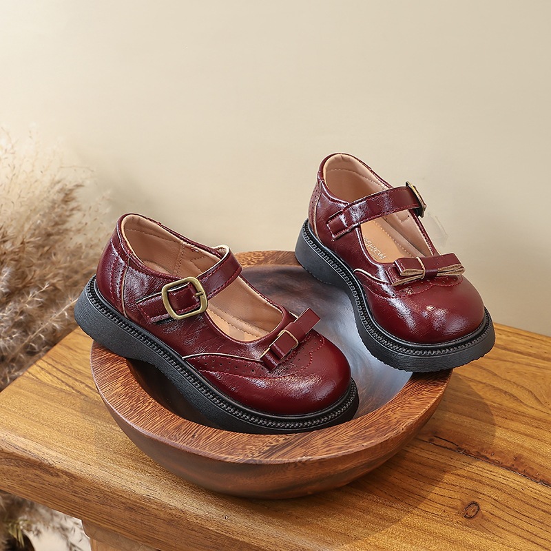 Mädchen-Schleifenschuhe aus Leder mit weicher Sohle, Kinder-Performance-Schuhe, Frühling/Herbst, neues Modell, Schülerversion, mittelgroß-groß, einzelne Kinderschuhe_voghion.com