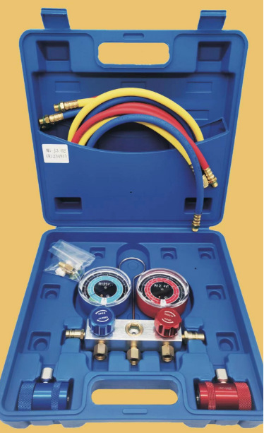 Coche refrigerante medidor de presión coche aire acondicionado reparación herramienta coche aire acondicionado fluoración herramienta silicona aceite traje