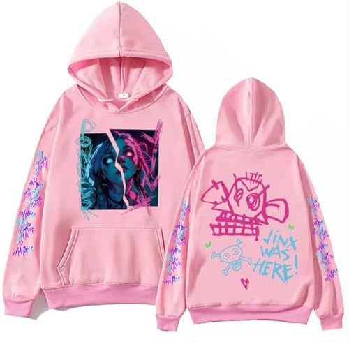 ElegancwCLOW Anime Arcane-Jinx Hoodie Harajuku Hip Hop Pullo