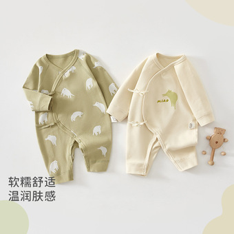 婴儿连体衣新生儿春秋四季初生儿哈衣爬服纯棉无骨宝宝衣服a类