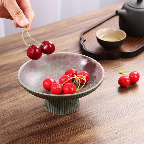 Chinese style tall tea tray stoneware kiln-turned fruit tray superimposed snack dried fruit bowl ceramic tray Zen Buddhist plate