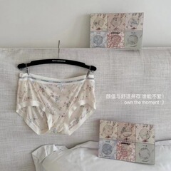 K09 # 超薄氷皮下着女性日本プリント肌裸感通気快適桑シルク中腰少女下着
