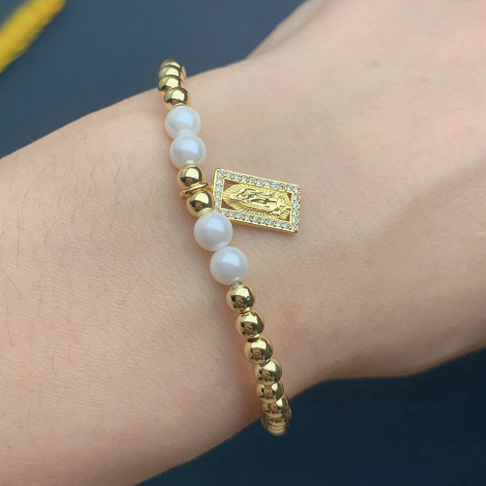 Fashion Star Heart Shape Smiley Face Copper Inlay Artificial Pearls Shell Zircon Bracelets