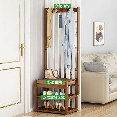 Household storage rack, shoe bench, shoe rack, shoe bench, clothes rack, bedroom door coat rack, floor-standing bedroom clothes rack