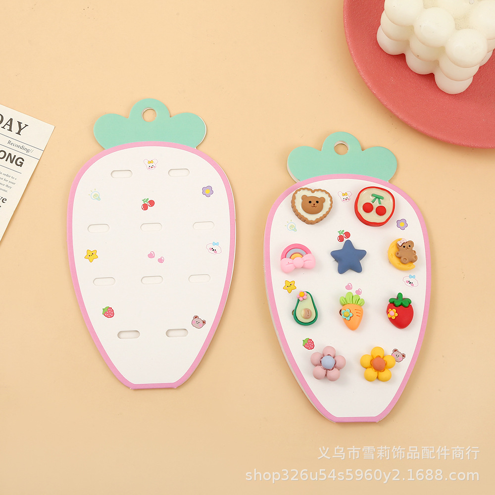 创意新款十卡位胡萝卜皮筋卡纸DIY发饰头绳包装卡纸厂家批发