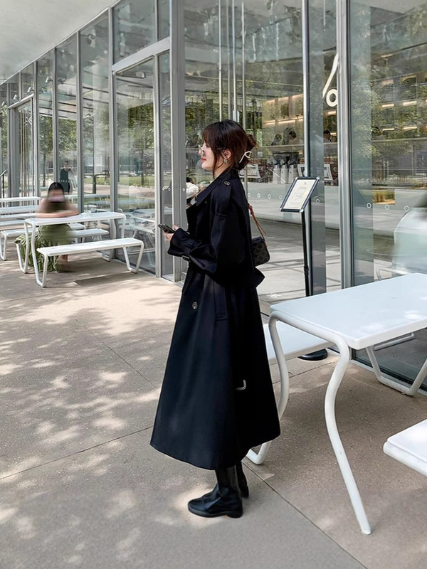 2024年中長サイズのレトロなトレンチコートの女性春秋韓系のゆったりした小さいスーツの襟のコートのコート|undefined