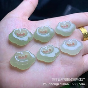 Raw ore Hetian Jade Qinghai material carving large Ruyi lock small accessories no impurity density high DIY jewelry wholesale