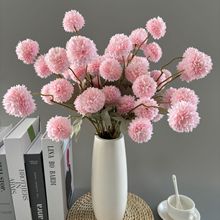 跨境 仿真5头蒲公英婚礼客厅迷你乒乓球菊绢花小球菊蒲公英仿真花