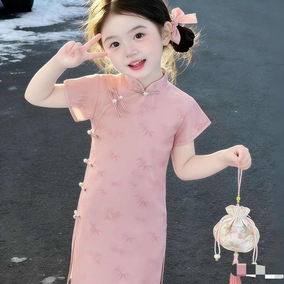 Girls' Pink Cheongsam Dress Summer 2026 New Style Children's New Chinese-Style Dress for Older Children and Little Girls National Style Summer