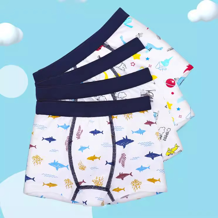 Children's Plain Corner Underpants, Summer Thin Model, Pure Cotton, for Boys (Toddler to Middle School Age), Four-Corner Shorts, Factory Direct Sale