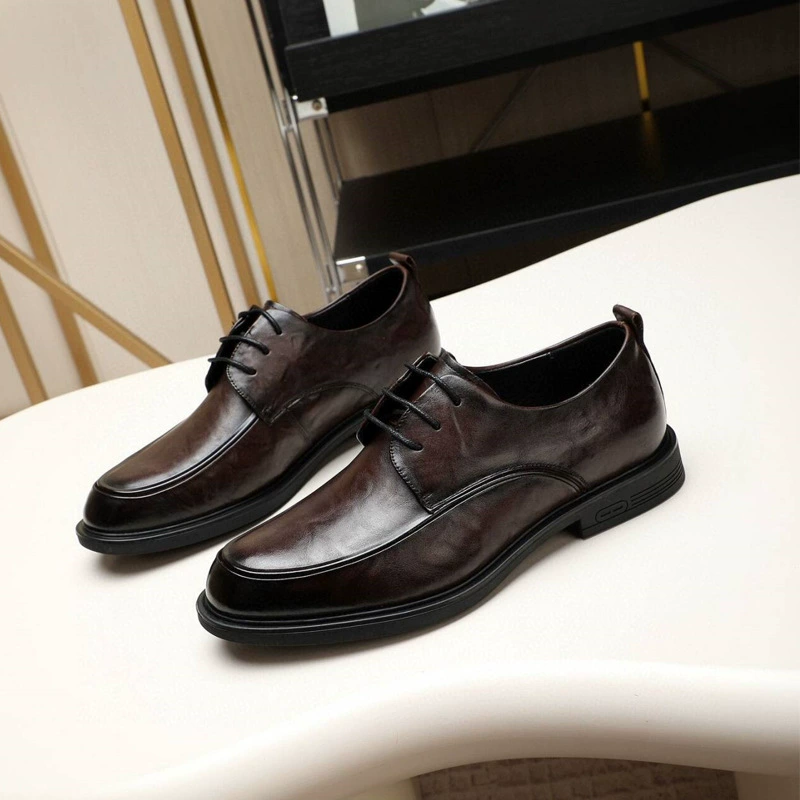 Мужские туфли из натуральной кожи (первый слой), весенне-осенние деловые классические туфли, низкие кожаные туфли на шнуровке с мягкой подошвой для работы, кожаные туфли под костюм
