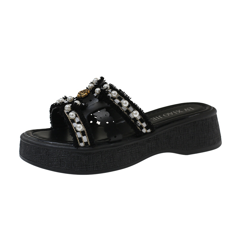 Pantuflas con Plataforma Estilo Xiaoxiang de PU y EVA para Uso Exterior
