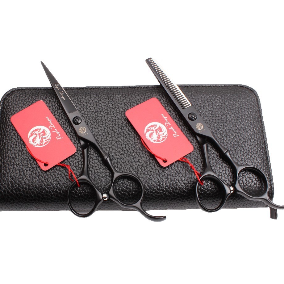 Zilong hair salon professional bamboo handle haircut scissors 5.5 inch flat cut teeth hairdressing bangs thin cut 6 inch scissors