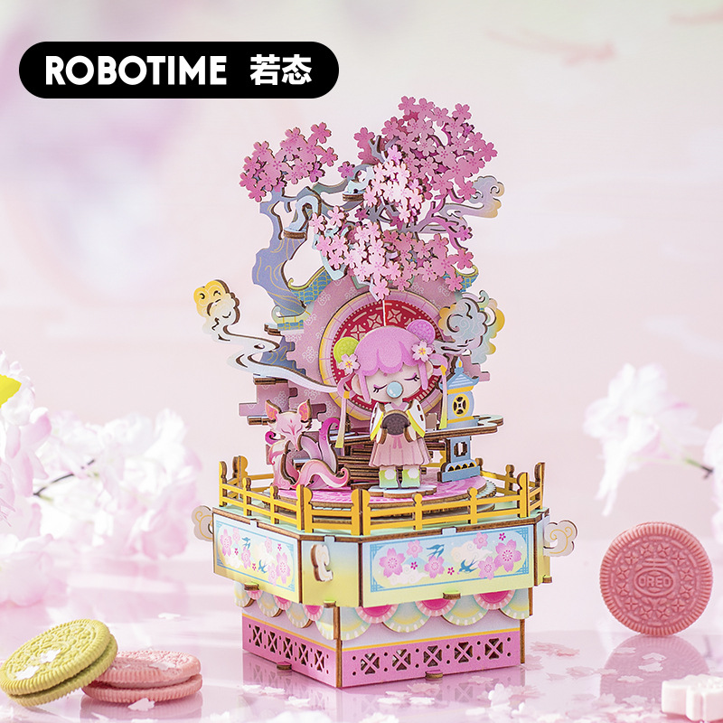 Ruo state drunk lantern ancient style music box Ferris wheel rotating music box creative gift diy hand-assembled model