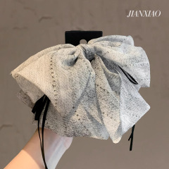 韓国風折りたたみリボンポニーテールクリップ、おしゃれなスミッジリボンシャーククリップ、万能デイリーヘアクリップ