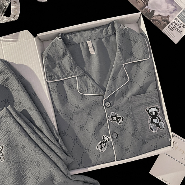 Pijama de hombre primavera y otoño nubes de algodón de manga larga 2024 otoño y invierno nuevo conjunto de ropa de hogar cardigan