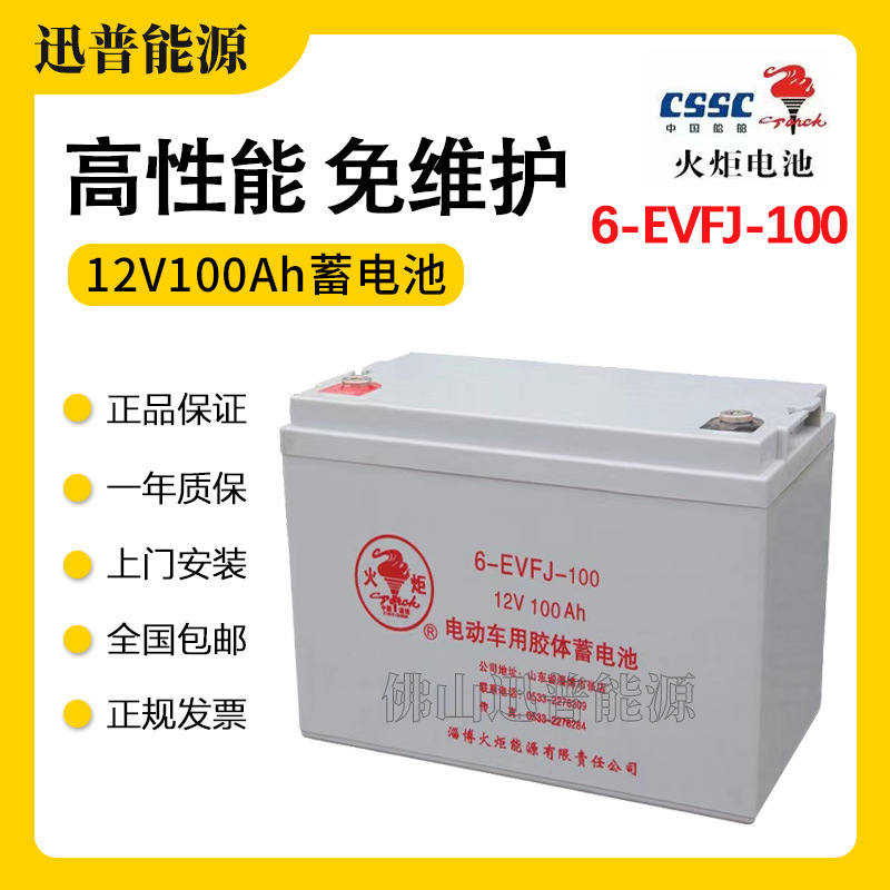 火炬蓄电池6-EVF-100 12V100Ah洗地机清洁车电池 电动小轿车电池