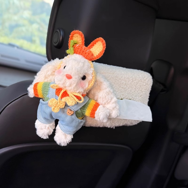 Creative Rabbit Car Tissue Box Storage Car Hanging 2025 New High Sense Car Doll Lady