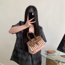 25夏季新款高级感百搭单肩斜挎包外贸爆款横款铂金包洋气手提包女